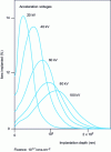 Figure 12 - Nitrogen profile implanted in X40Cr14 steel at different acceleration voltages